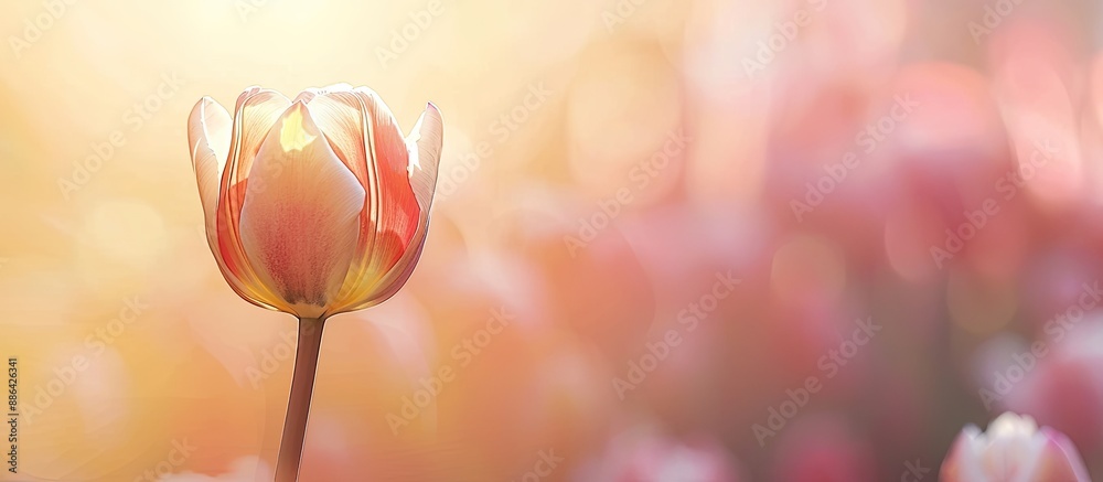 Poster beautiful tulip flower in full bloom with copy space image