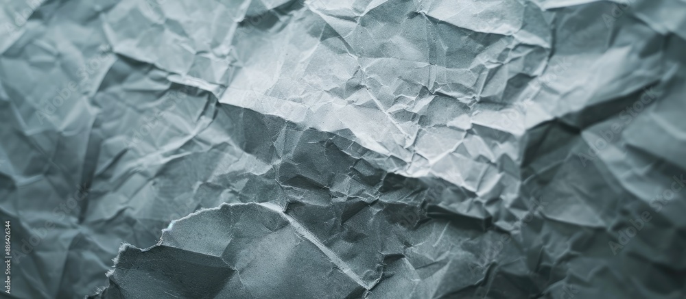 Aufkleber Close up soft focus image showing crumpled and torn gray paper with space for text or graphics. with copy space image. Place for adding text or design