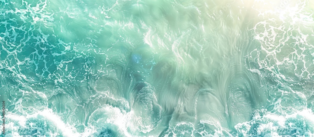 Aufkleber abstract seaside background with mint waves in sunlight and a copy space image for cosmetic ads like