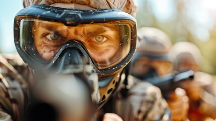 A striking photograph of army soldiers in camouflage uniforms, laser-focused and aiming their weapons during a vigorous outdoor training drill, ready for action.
