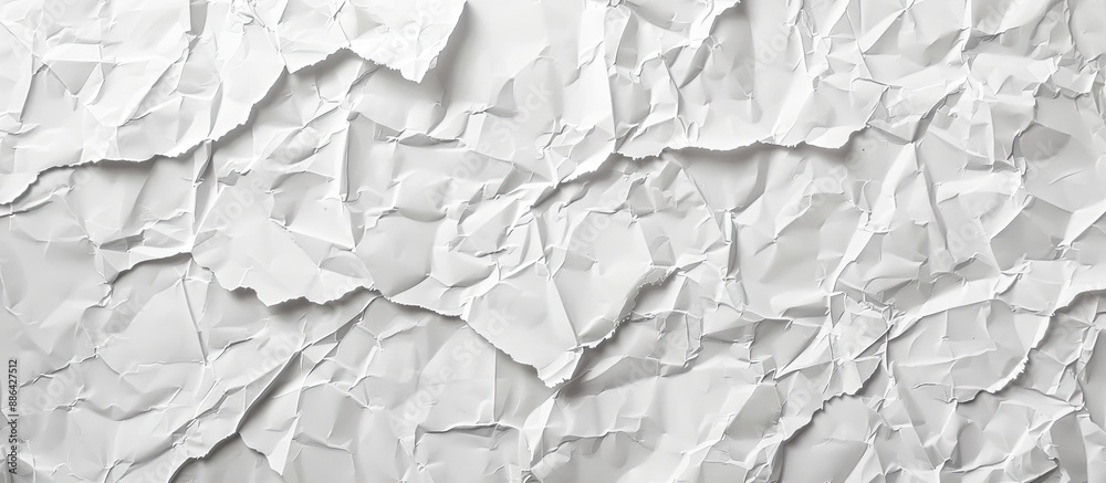 Poster White paper texture with an aged crumpled surface as the backdrop perfect for a copy space image