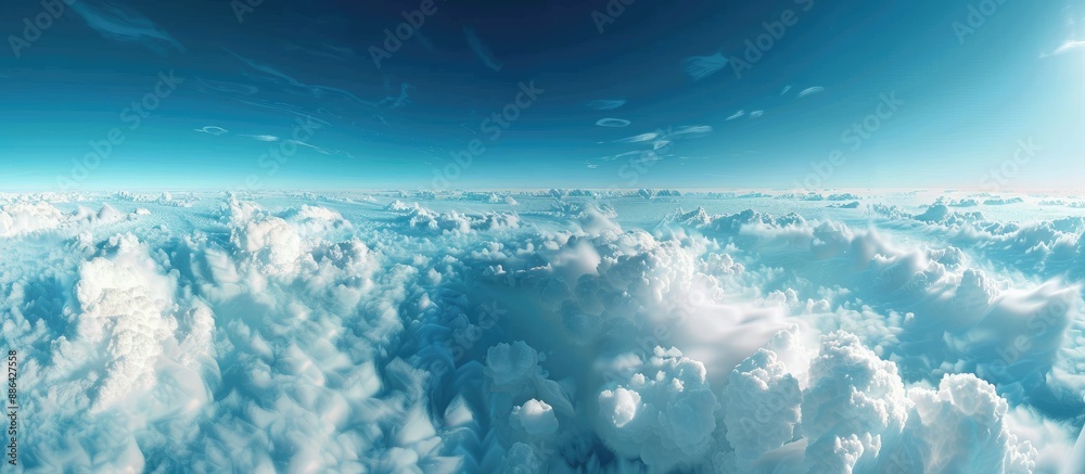 Poster A panoramic view of a vast blue sky with billowing clouds ideal for copy space image