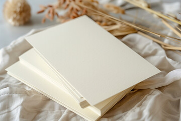 Fototapeta premium stack of blank soft cream card