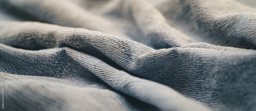 Poster close up of a gray cotton fabric with folds ideal as a background or for clothing production with co