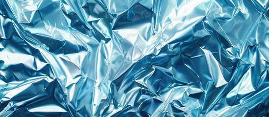 Metallic crumpled blue background with cellophane texture ideal as a background for cards or invitations in a retro style with copy space image