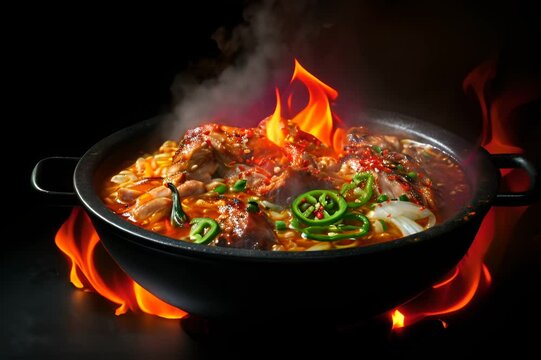 soup korea on black background
