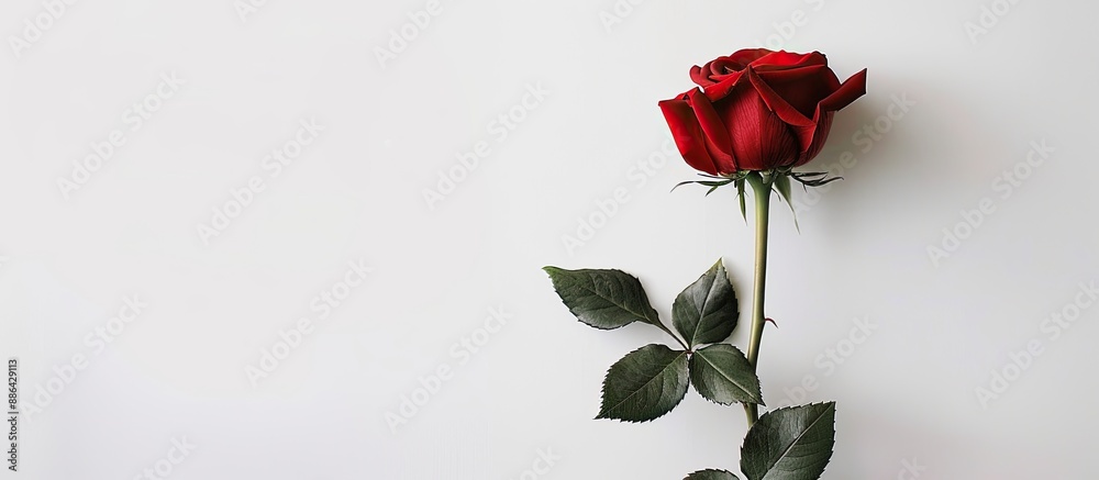 Aufkleber single red rose displayed on a copy space image