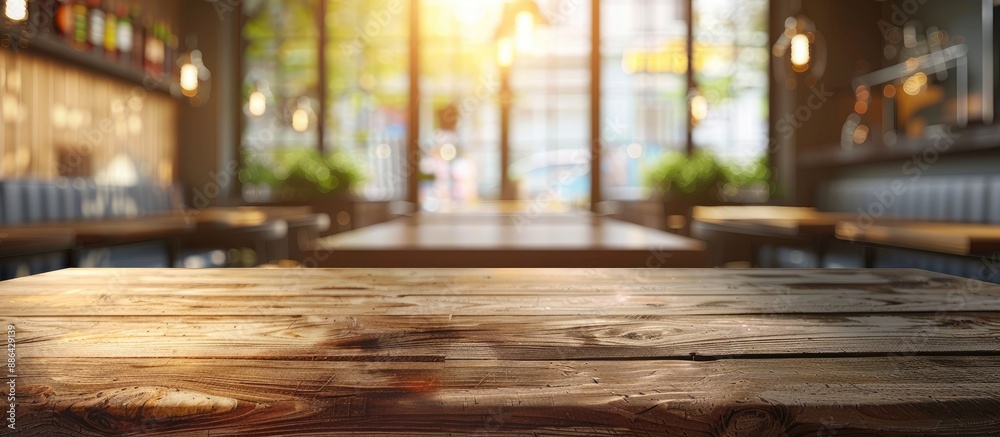 Aufkleber blurry restaurant background with table top copy space image