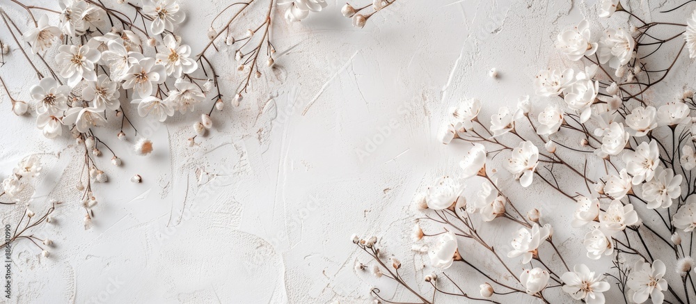 Poster neutral floral backdrop with textured elements and copy space image