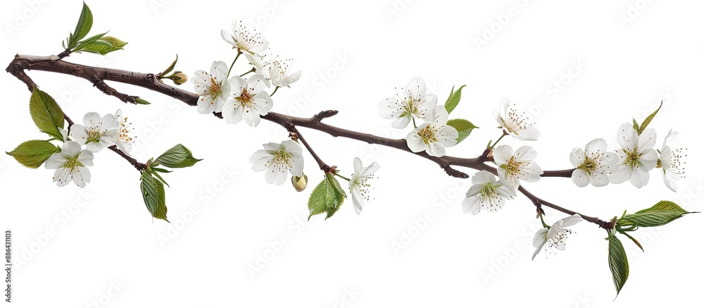 Aufkleber isolated cherry twig with blossoms ideal for copy space image