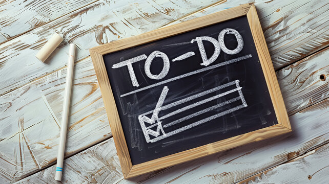 黒板に書かれたチェックリストと「やること」の文字