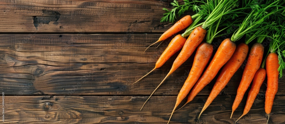 Leinwandbilder wooden table displaying carrots with room for additional image content