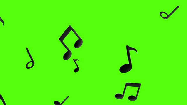 Musical notes flying from center, Musical notes streaming up in melody animation overlay on Alpha Channel Background