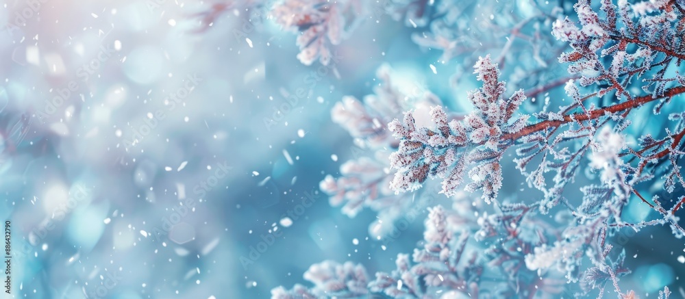 Aufkleber Winter themed background texture with snowy pattern design on a photo with copy space image