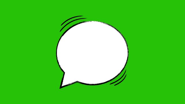 Animation of blank white speech bubble with space for writing text, on green screen. For social networks, cartoon or comics. Imagination, idea, thinking concept