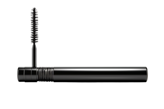 A Black Mascara Wand Against a Pristine White Background on a White or Clear Surface PNG Transparent Background