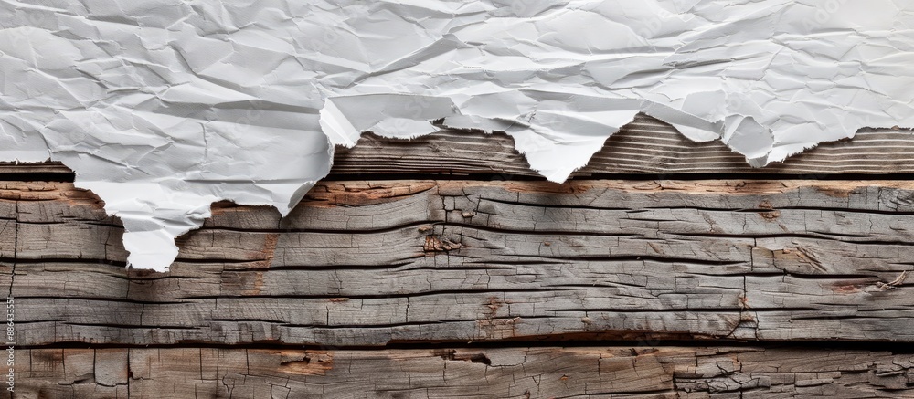 Aufkleber copy space image of torn paper on a wooden surface