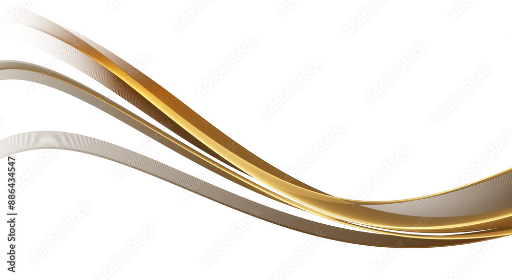 Poster abstract gold wave design element. glowing smooth wavy line