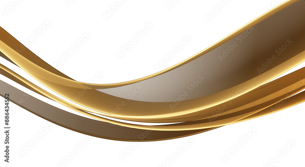 Poster Abstract Gold Wave Design Element. Glowing Smooth Wavy Line