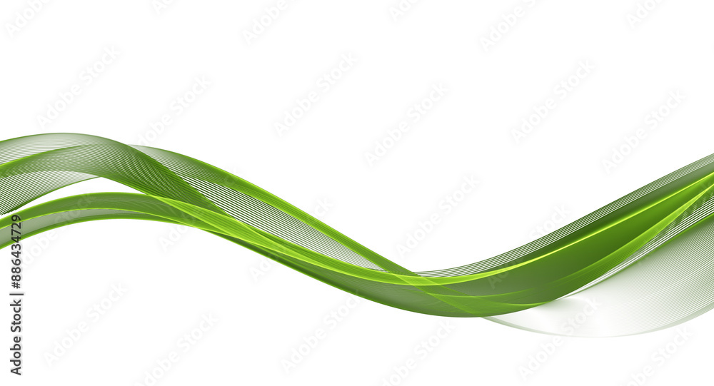 Poster abstract green wave design element. glowing smooth wavy line