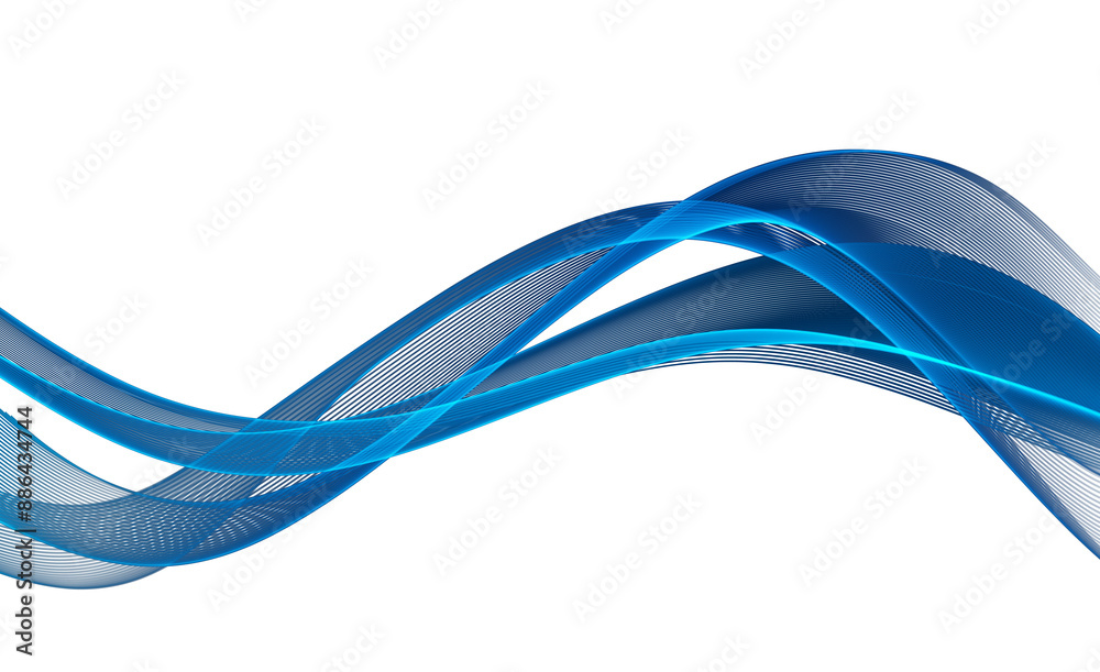 Poster abstract blue wave design element. glowing smooth wavy line