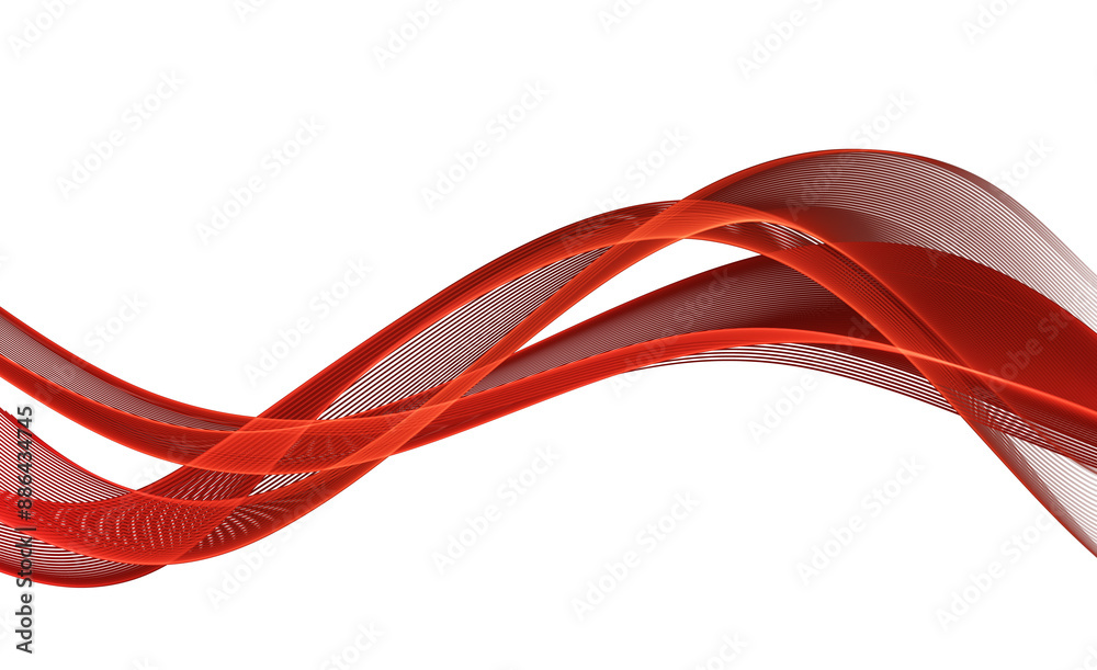 Poster abstract red wave design element. glowing smooth wavy line