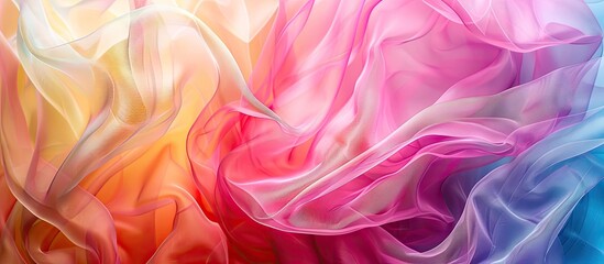 Obraz premium Tulle fabric creating a vibrant soft background ideal for showcasing a product with copy space image