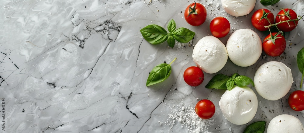 Aufkleber a copy space image featuring mozzarella paired with basil and tomatoes