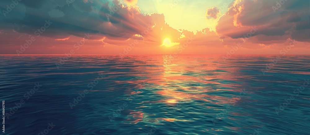 Leinwandbilder ocean sunset with a serene ambience and empty space for additional elements in the image
