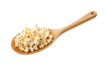 A Wooden Spoon Overflowing With Freshly Popped Popcorn on a White or Clear Surface PNG Transparent Background