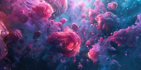 Abstract Ink Swirls in a Cosmic Dance