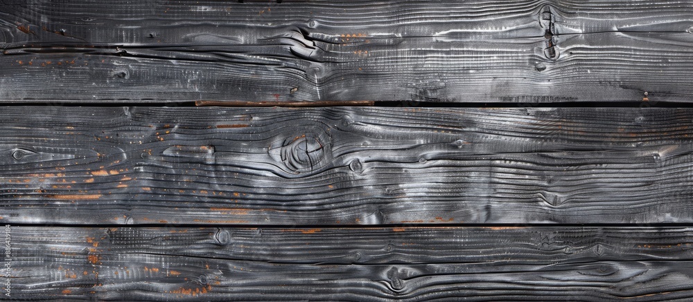Poster old gray wooden boards providing a background with room for a copy space image in a flat lay arrange