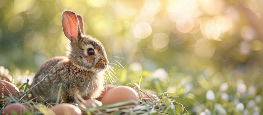 Poster easter bunny a delightful new baby rabbit with an endearing charm perfect for a copy space image