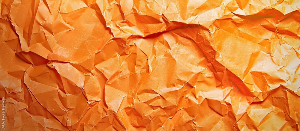 Poster background with an orange crumpled paper texture providing a grunge look ideal for presentations wit