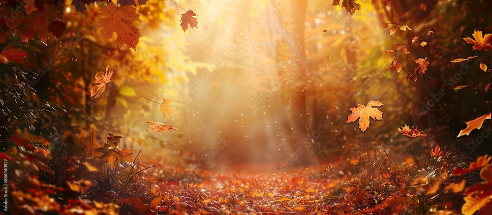 Wall mural fall themed backdrop with copy space image