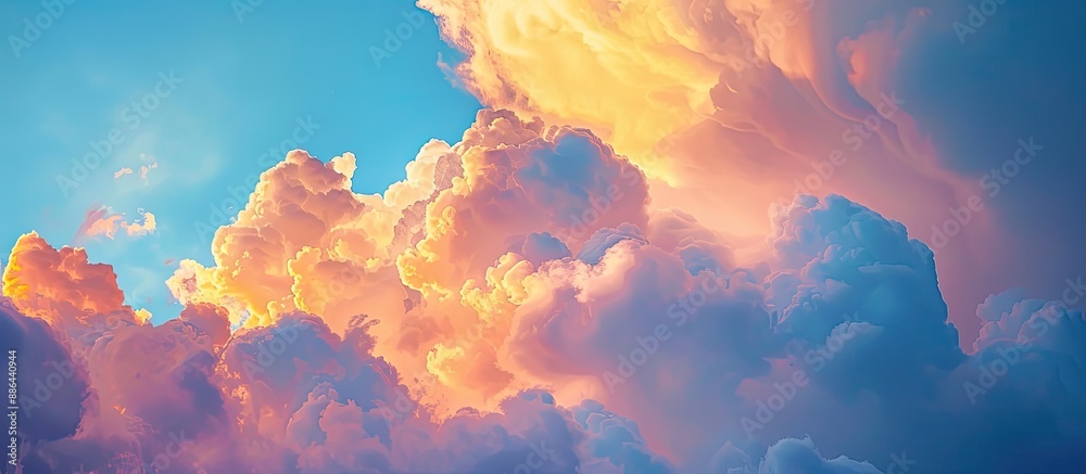 Aufkleber a striking sky at dusk filled with billowing clouds offers a captivating backdrop for a copy space i