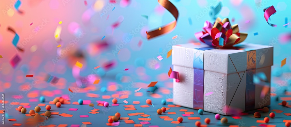 Poster A gift box to surprise during a celebration with an image of blank space included. with copy space image. Place for adding text or design