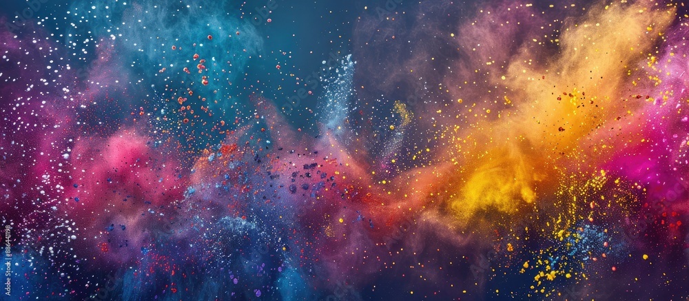 Aufkleber Color powder exploding creating abstract splattered background multicolored glitter textures featuring vibrant freeze motion with ample copy space image