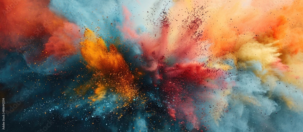 Aufkleber Colorful powder exploding in air creates an artistic dynamic abstract background with a variety of colors and textures perfect for a copy space image