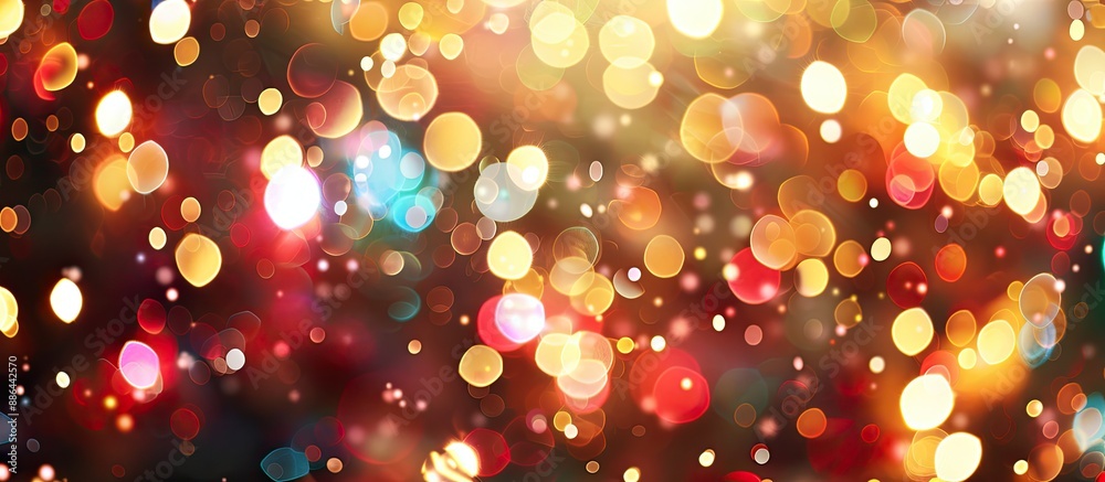 Poster Blurred festive lights create a sparkling background perfect for holidays and parties providing an ideal copy space image
