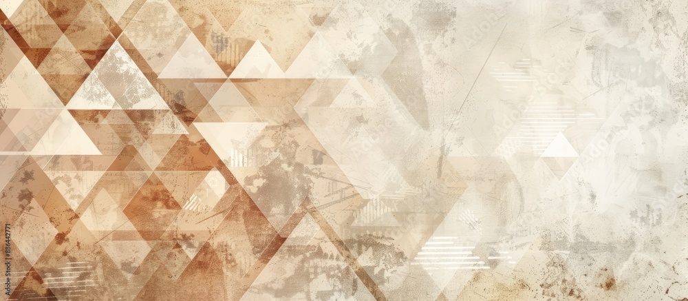 Poster A geometric background in beige and brown tones with space for adding images. with copy space image. Place for adding text or design