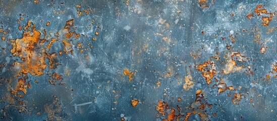 Top view of an iron background with a frosty blue gray texture rust spots and a frosty pattern ideal for a copy space image