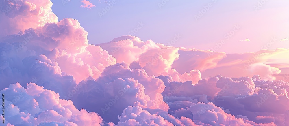 Aufkleber Soft pink clouds float in a softly violet sky providing ample copy space image