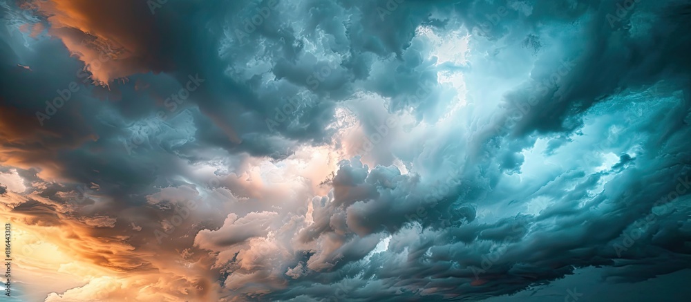 Poster Stormy clouds adorn a magnificent sky in a natural setting ideal as a copy space image