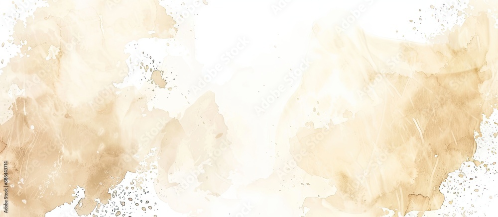 Poster Pastel colored watercolor texture banner featuring an abstract beige and white painting background ideal for templates with space for images. with copy space image. Place for adding text or design