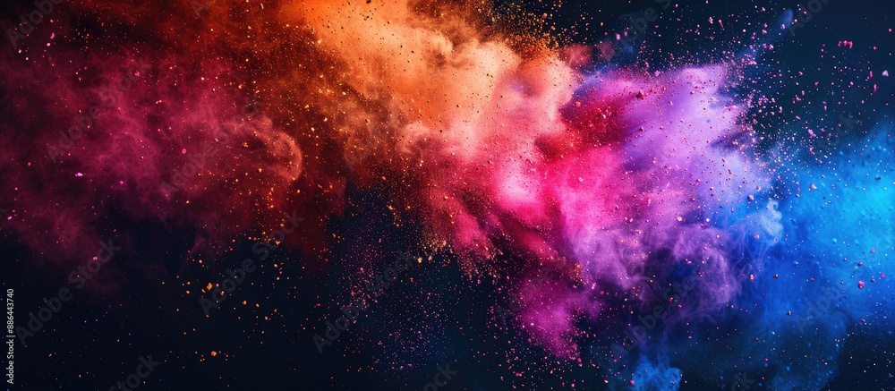 Aufkleber Color powder exploding creating abstract splattered background multicolored glitter textures featuring vibrant freeze motion with ample copy space image