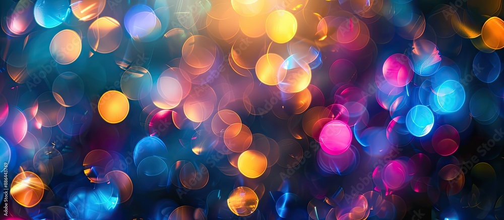 Fototapete Vibrant large colorful bokeh lights set against a dark backdrop ideal for party invites carnivals Christmas or New Year s celebrations with room for text in the image. with copy space image