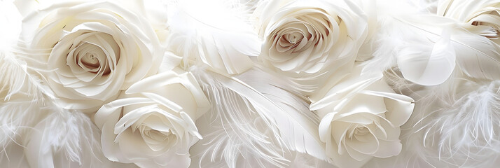 White feathers and white roses