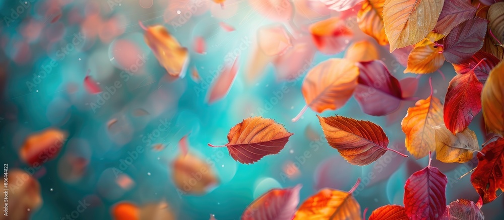 Leinwandbilder colorful autumn leaves creating an abstract backdrop with copy space image