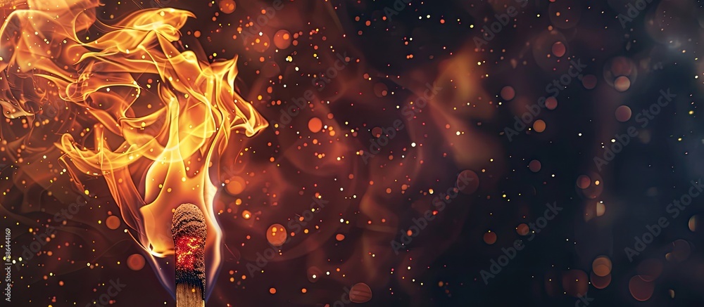 Poster A match aflame with space for text or images. with copy space image. Place for adding text or design